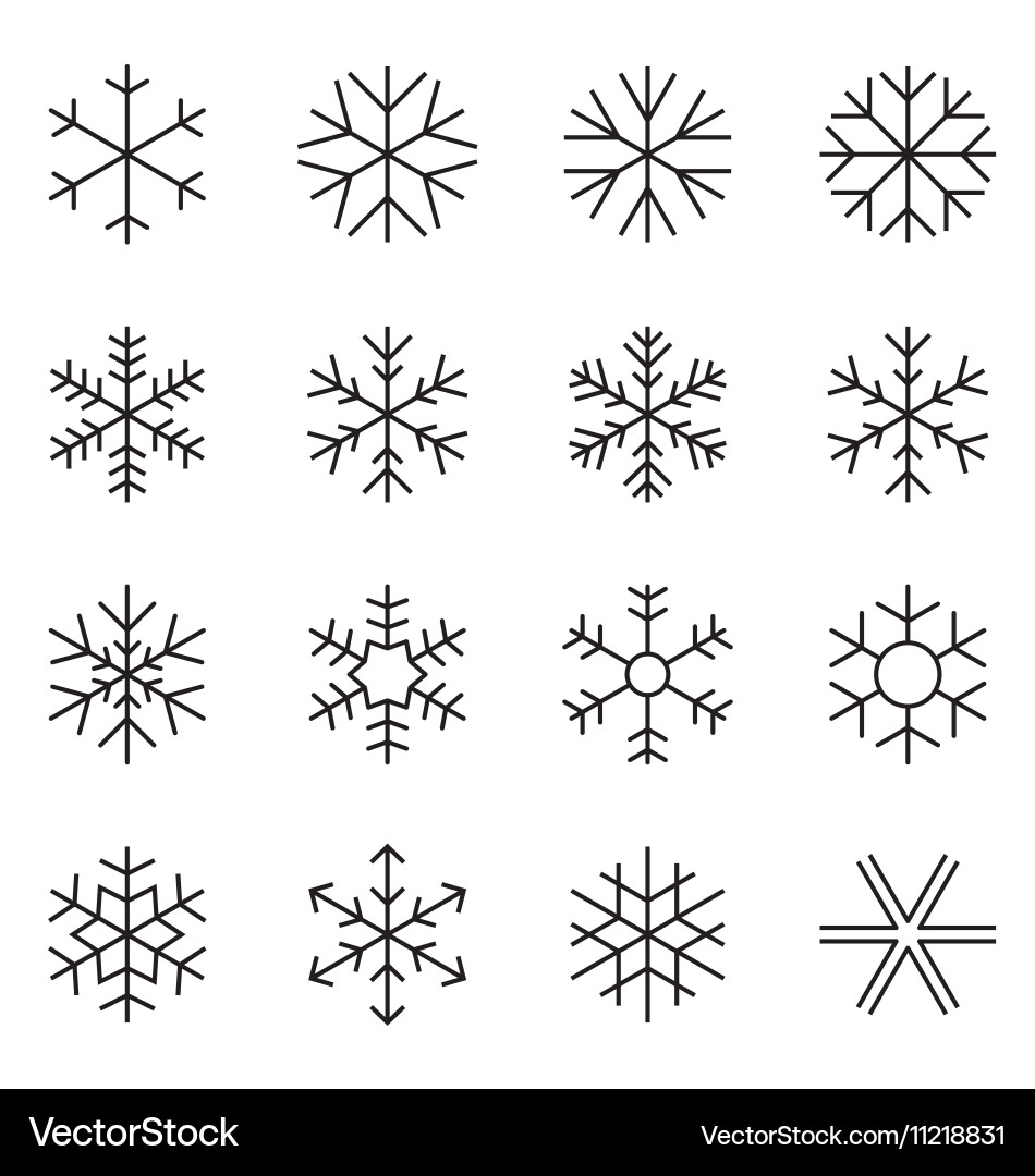 Minimalist Snowflake Icons Vector Image