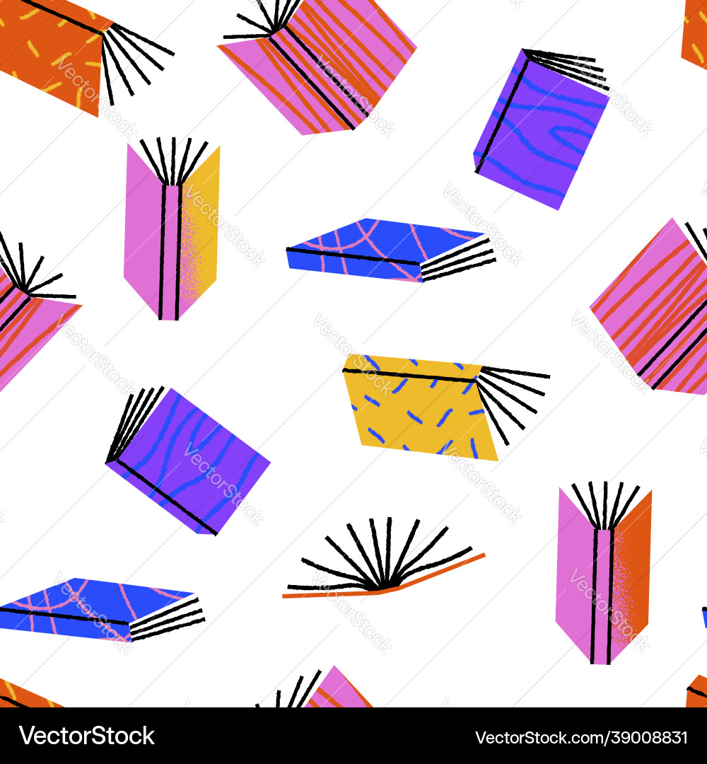 Retro Book Pattern - Colorful & Fun vector image