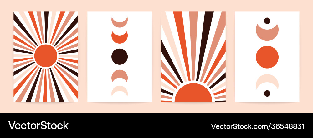 Sonnenmond zeitgenössische Poster Boho Stil minimal Sonnenmond zeitgenössische Poster Boho Stil minimal vektorbild