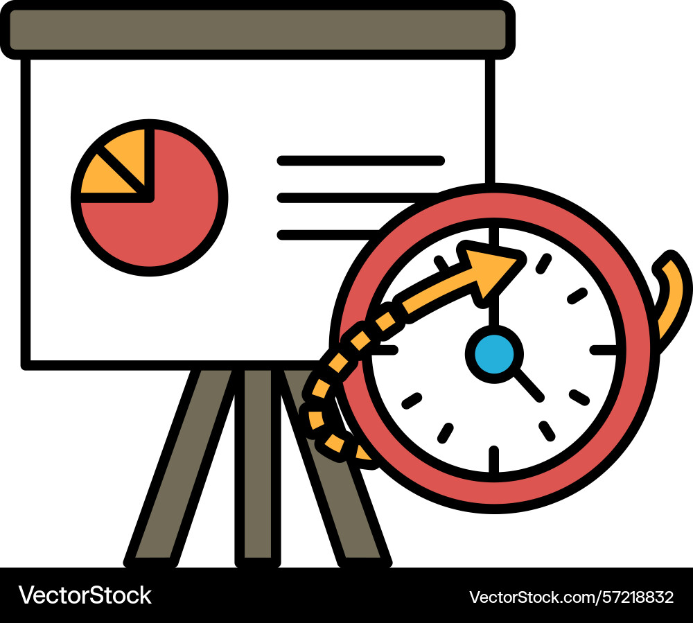 A red clock with an arrow pointing to the right vector image