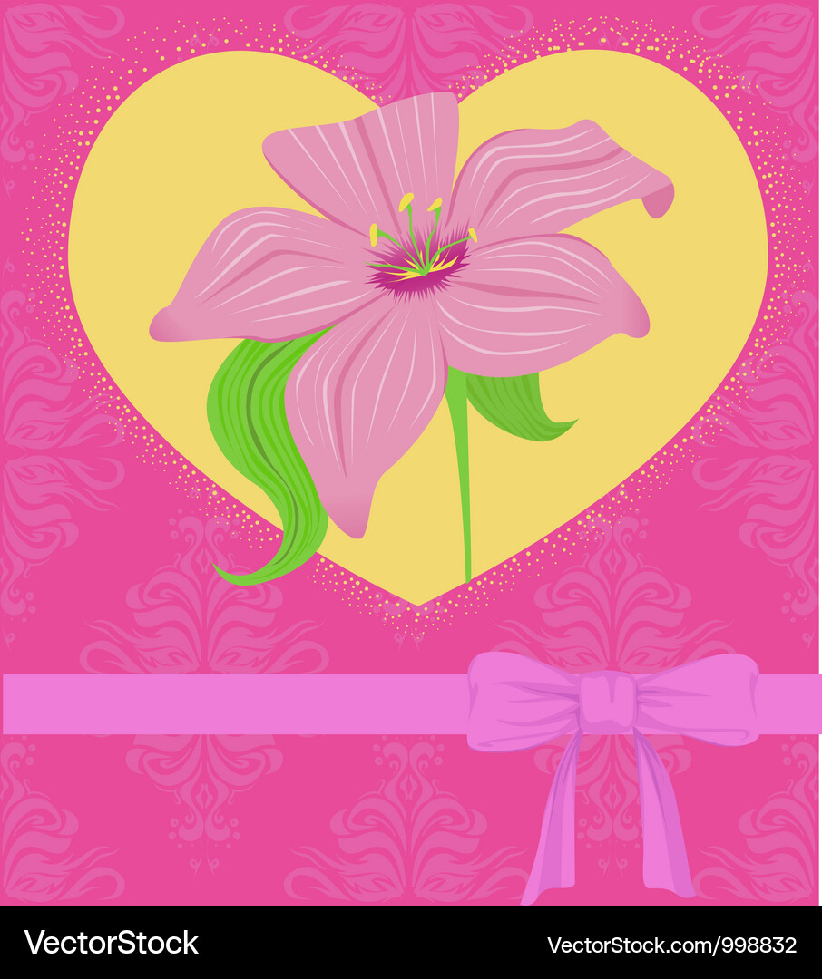 Background with lily and bow Vector Image