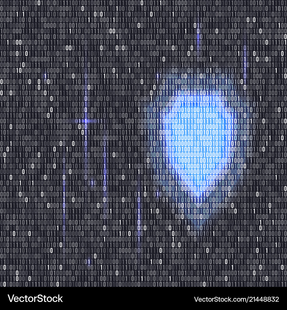 Digital lock guard sign binary code Digital lock guard sign binary code vector image