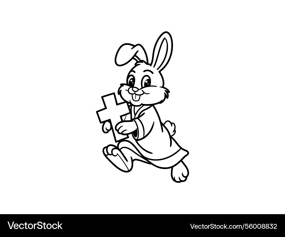Easter bunny cross line art christian rabbit Vector Image
