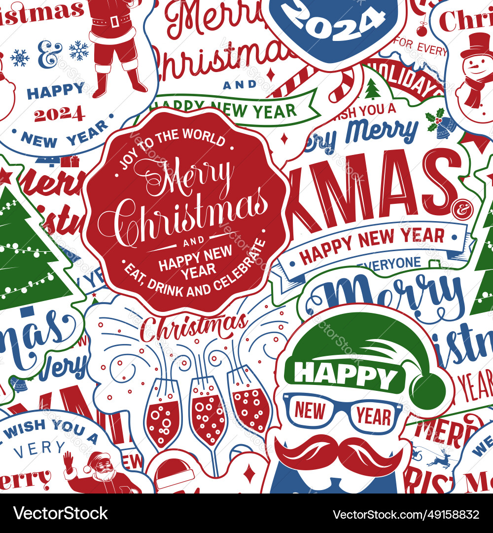 Merry christmas and happy new year 2024 seamless Merry christmas and happy new year 2024 seamless vector image