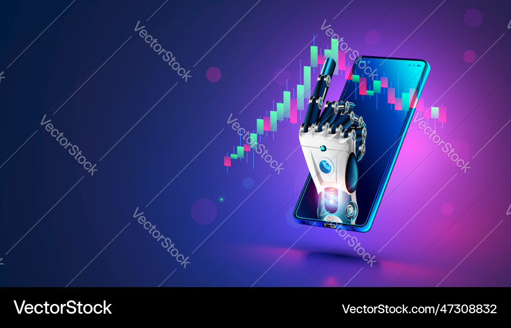 Robot trader ai for automation trading on stock Robot trader ai for automation trading on stock Vector Image