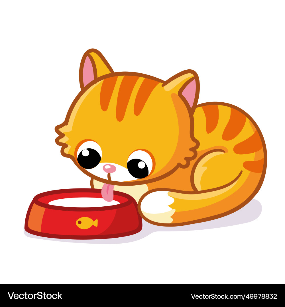 Süße lustige Katze trinken Milch Süße lustige Katze trinken Milch vektorbild