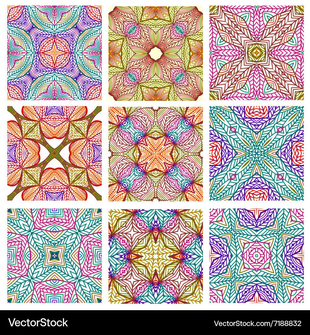 Set of retro seamless patterns geometric shapes vector image