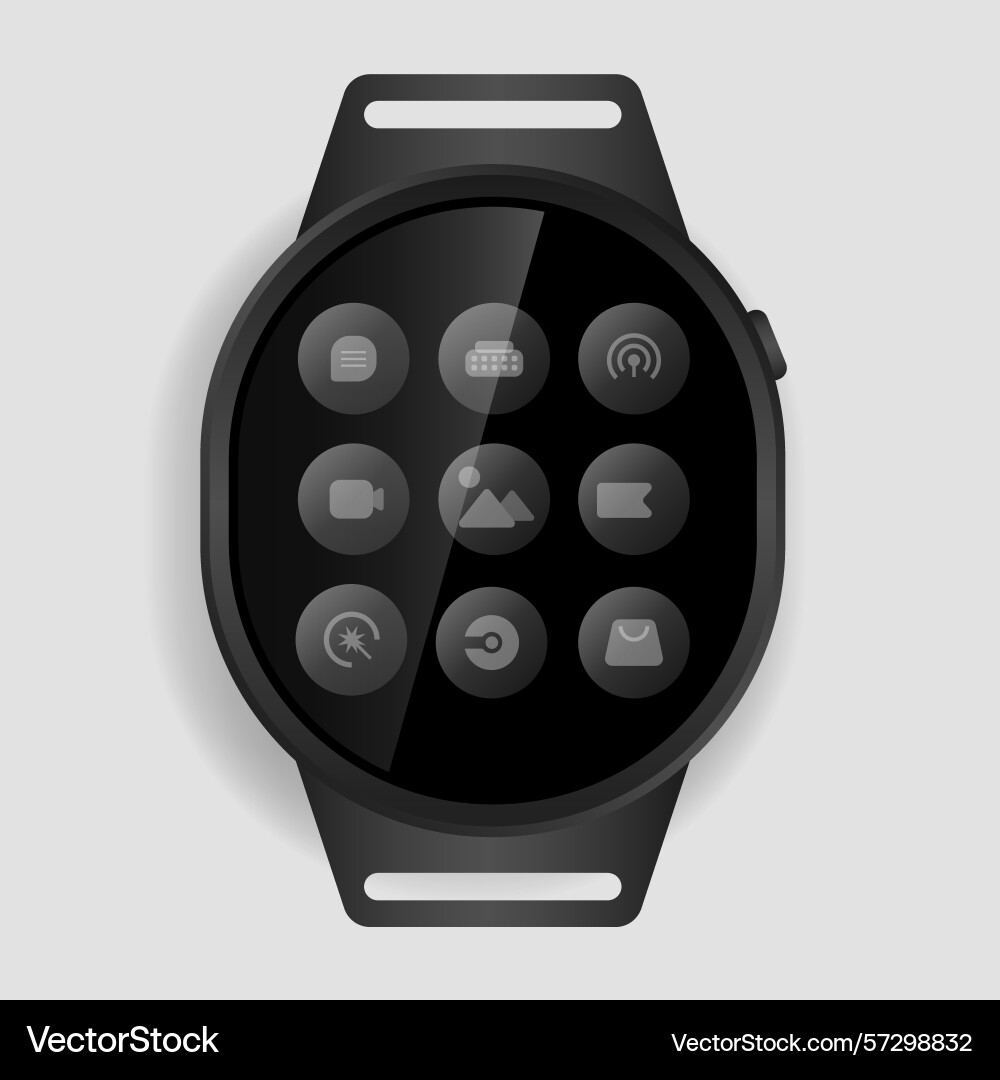 Smartwatch mockup with app interface icons vector image