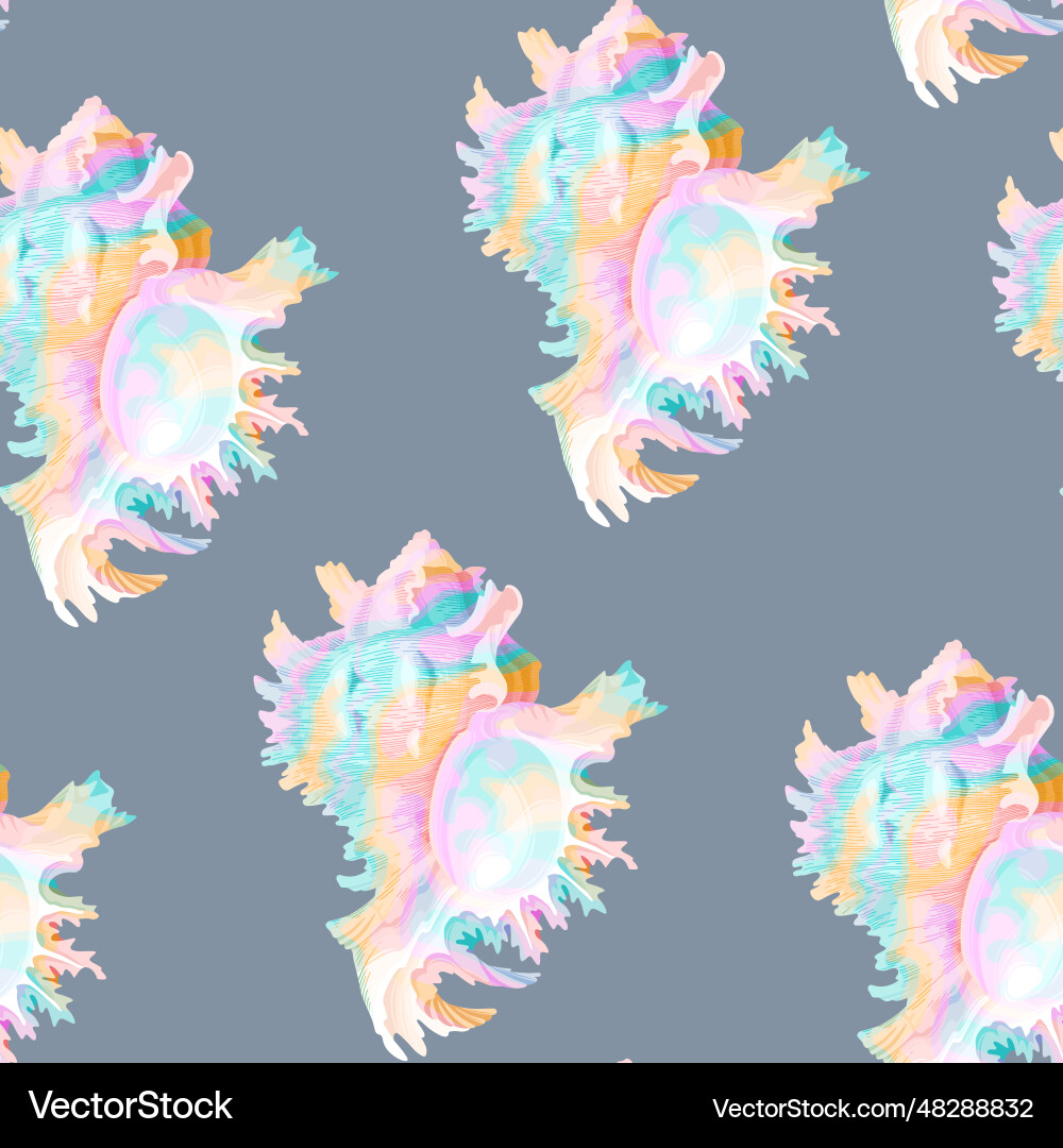 White and pearly shells seamless pattern vector image