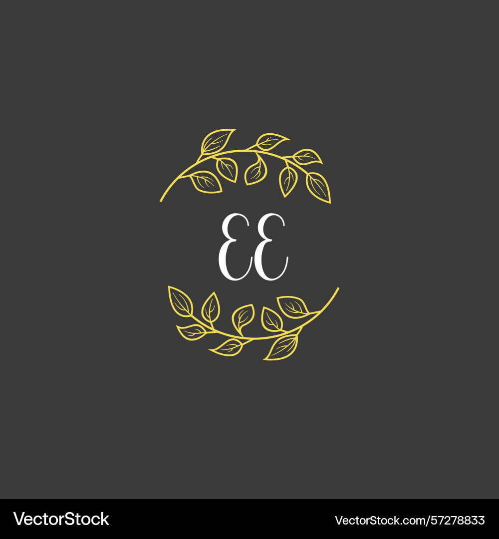 Botanical monogram logos with initial ee Vector Image