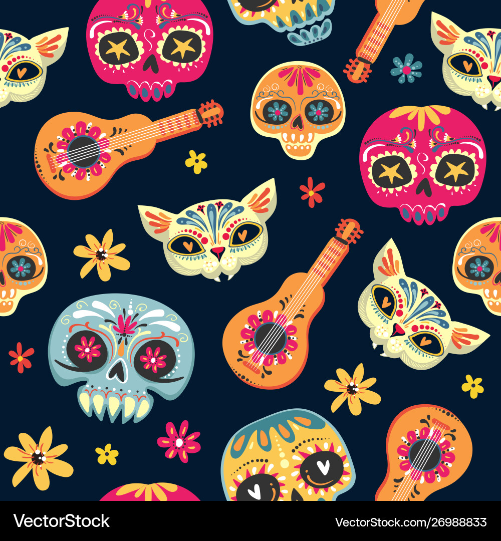 Day dead seamless pattern with sugar Day dead seamless pattern with sugar vector image