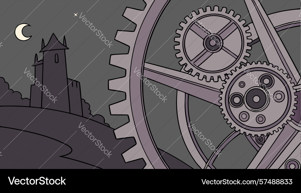 Interlocking gears and cogs in abstract vector image