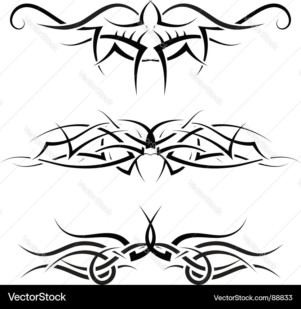 Intricate Fire & Flame Tattoo Set Vector Image