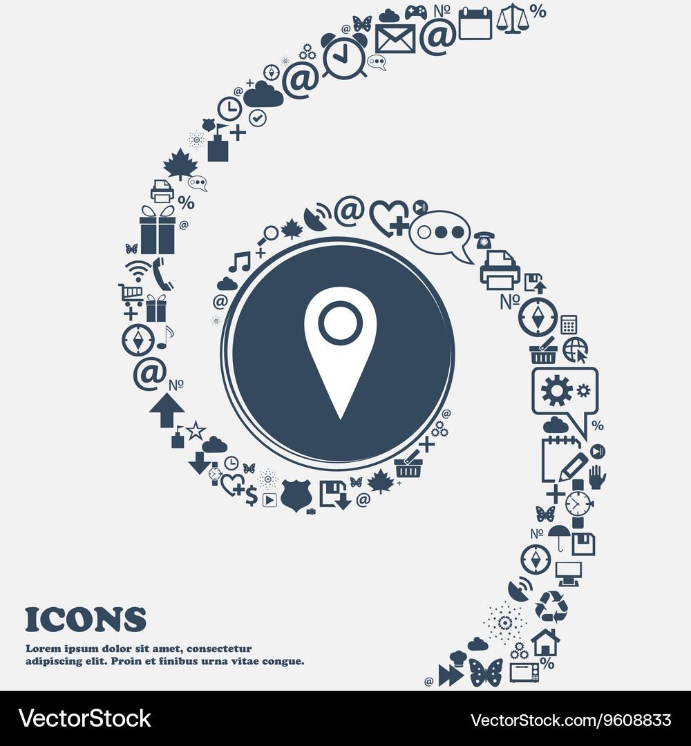 Map pointer icon sign in the center around Vector Image