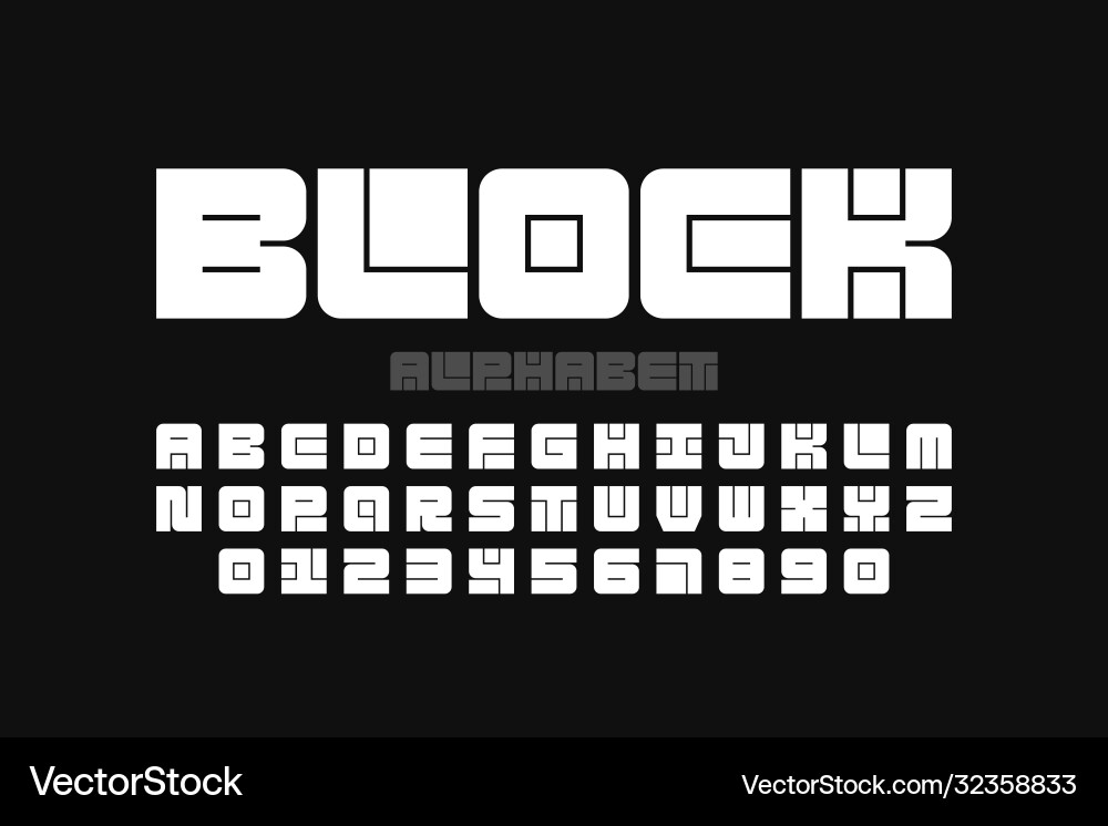 Modular Block Font Alphabet vector image