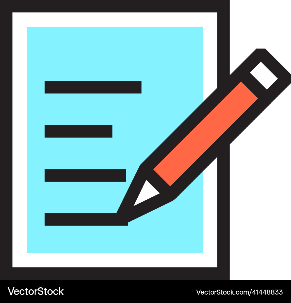 Paper document with pencil text editing symbol Paper document with pencil text editing symbol vector image