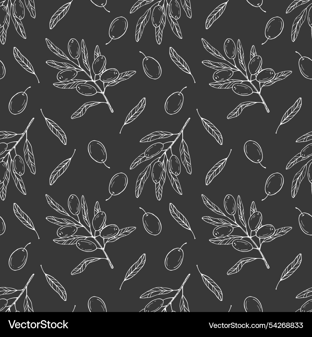 Seamless pattern with botanical olive branch Vector Image