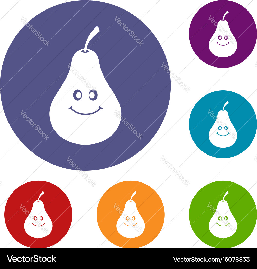 Smiling pear icons set Vector Image