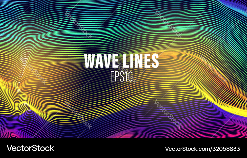 Wave lines flow array color Wave lines flow array color vector image