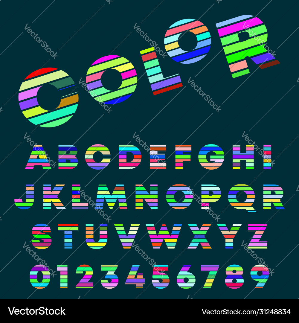 Alphabet letters and numbers color design Alphabet letters and numbers color design Vector Image