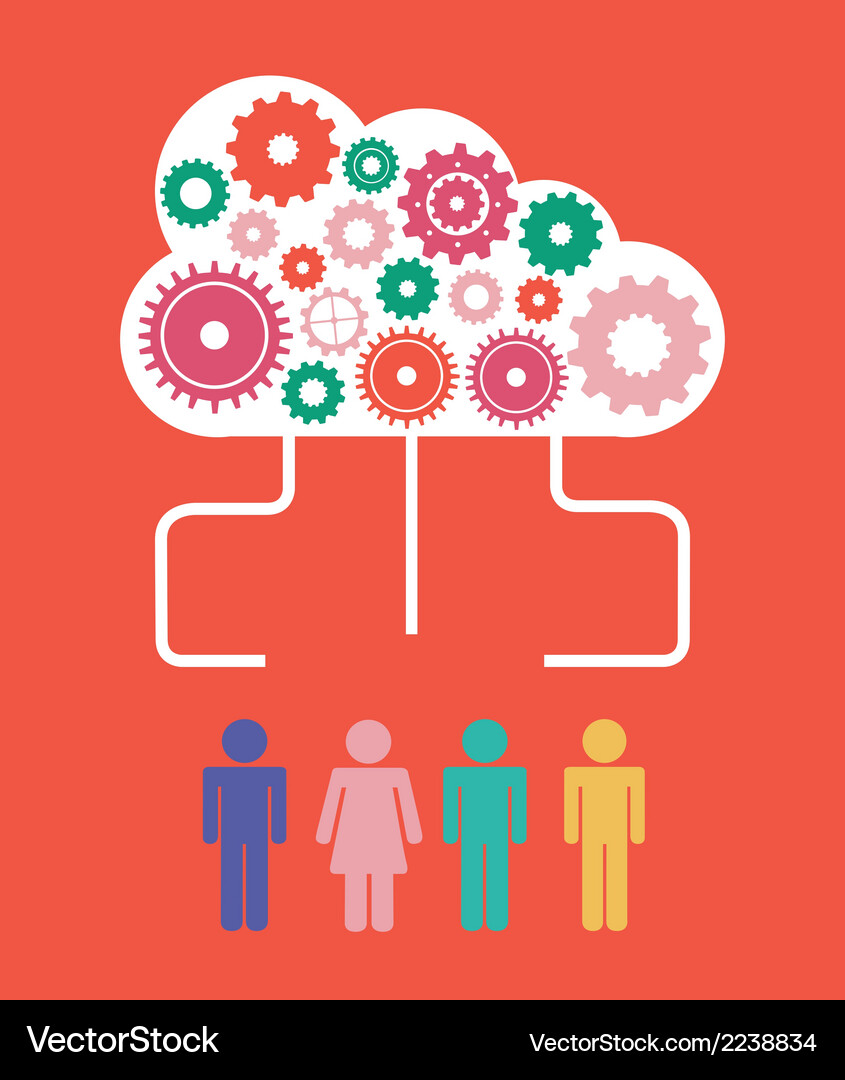 Cloud computing over orange background Vector Image