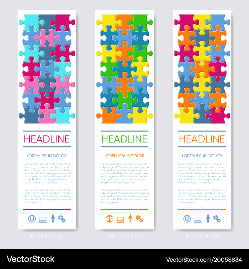 Jigsaw Puzzle Banners Vector Image