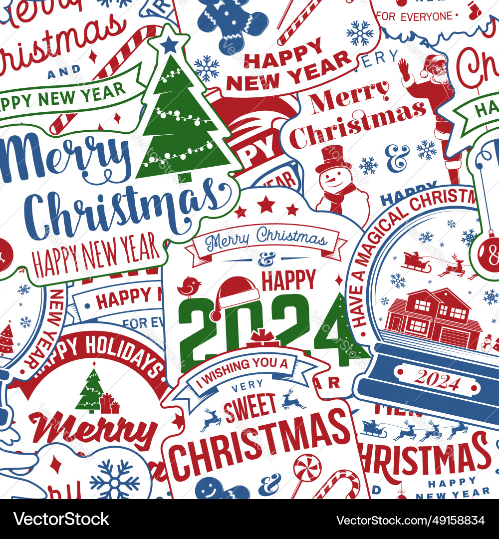 Merry christmas and happy new year 2024 seamless Merry christmas and happy new year 2024 seamless vector image