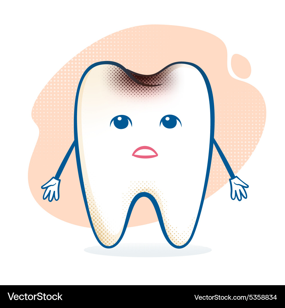 Sick tooth character Royalty Free Vector Image