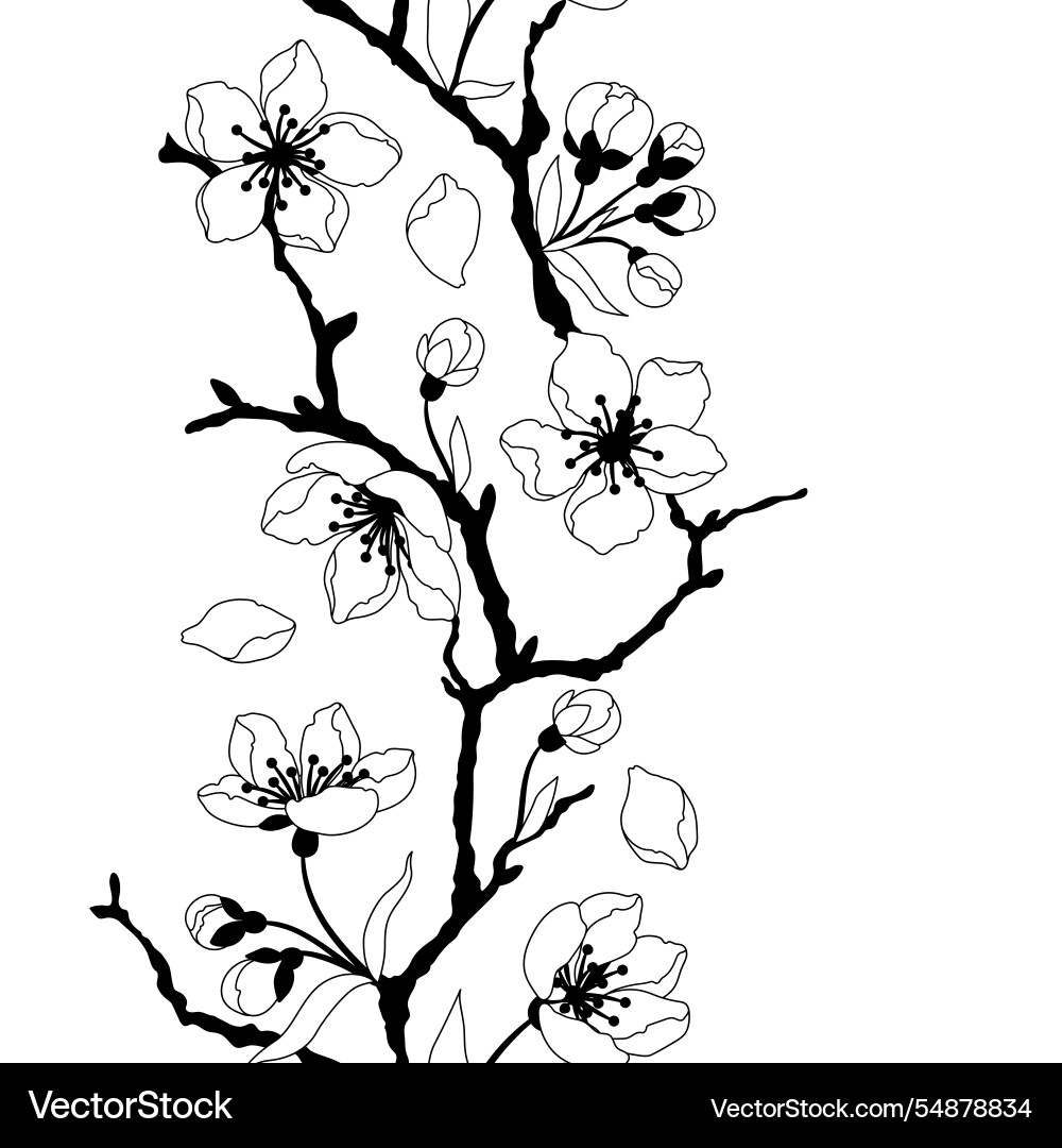 Spring Sakura Blossom Pattern Vector Image
