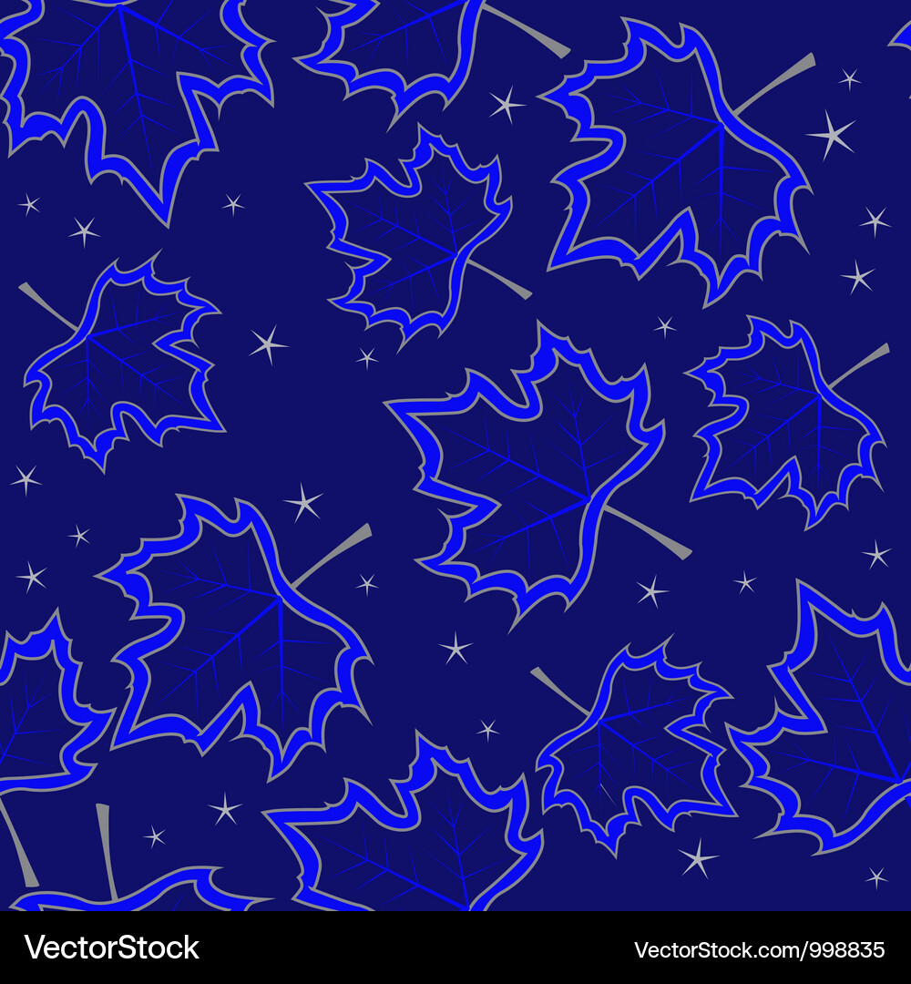 Blue Maple Leaf Seamless Pattern Vector Image