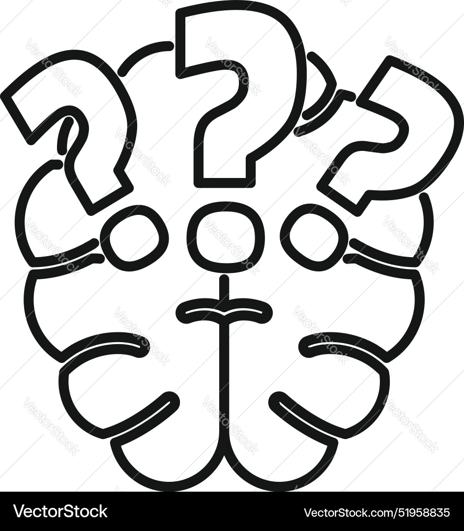 Brain showing confusion with question marks Brain showing confusion with question marks vector image