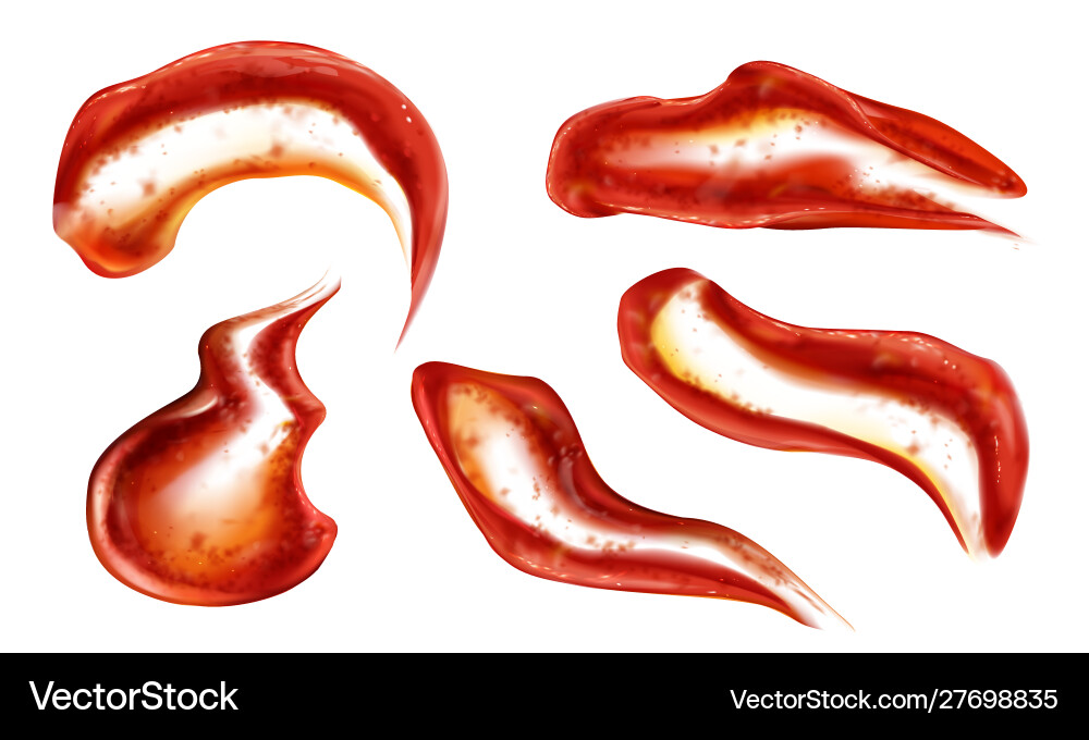 Ketchup splashes set top view tomato sauce blobs Ketchup splashes set top view tomato sauce blobs vector image