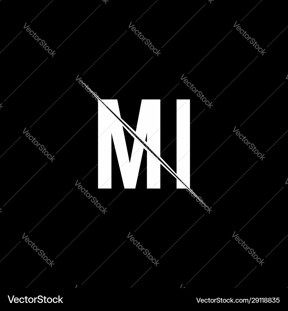 Mi logo monogram with slash style design template Mi logo monogram with slash style design template Vector Image