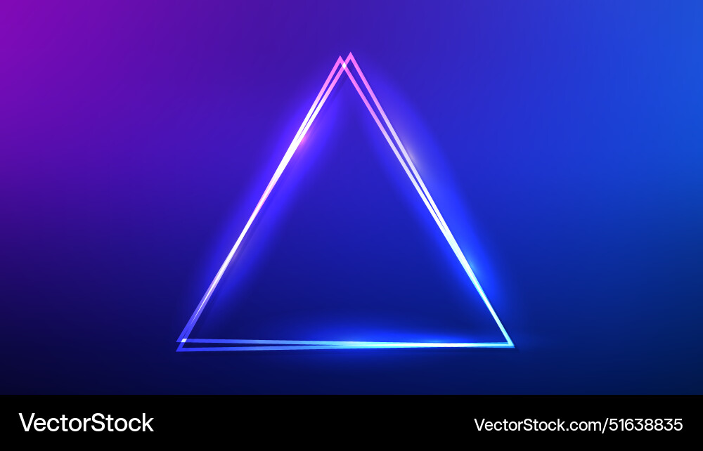 Neon double triangular frame with shining effects Vector Image