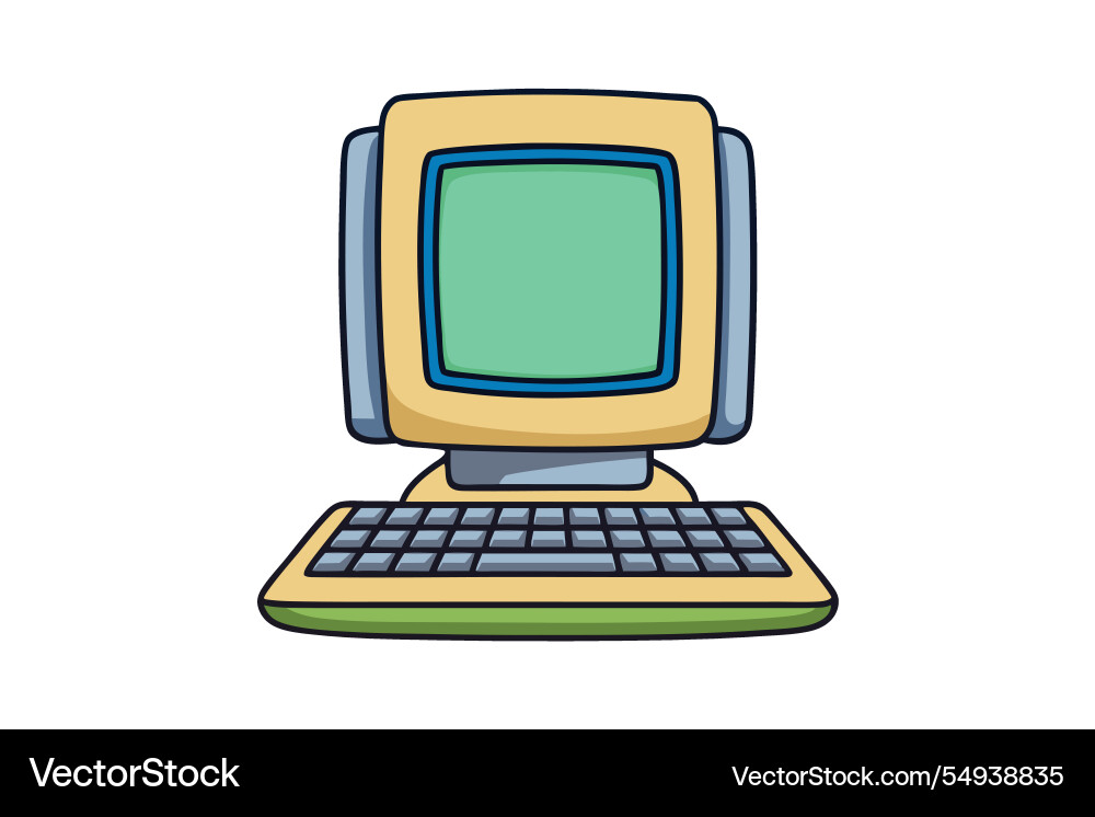 Retro style computer icon with classic monitor vector image