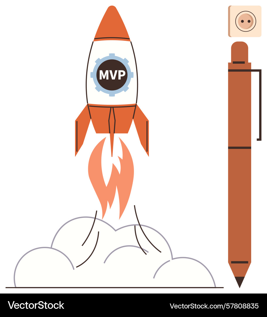 Rocket launch representing mvp concept with pen Rocket launch representing mvp concept with pen vector image