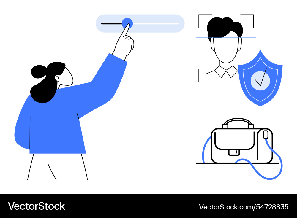 User interacting with slider control and security User interacting with slider control and security Vector Image