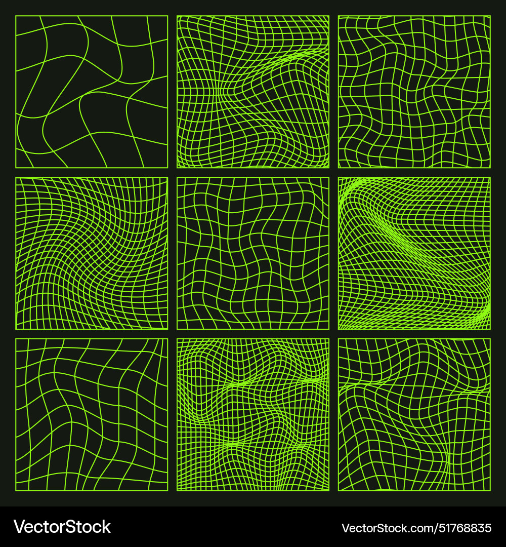 Wireframe shapes lined perspective mesh 3d grid Wireframe shapes lined perspective mesh 3d grid Vector Image