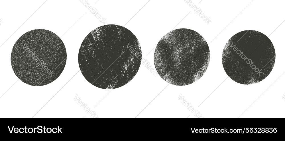 Ink round shapes with noise set text boxes grainy Ink round shapes with noise set text boxes grainy Vector Image