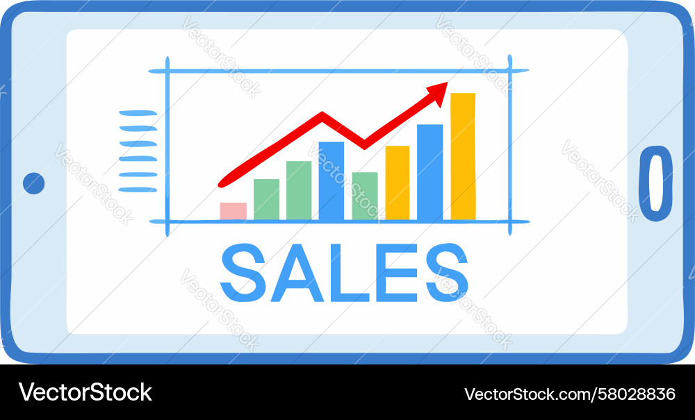 Sales Line Graph Tablet UI Vector Image