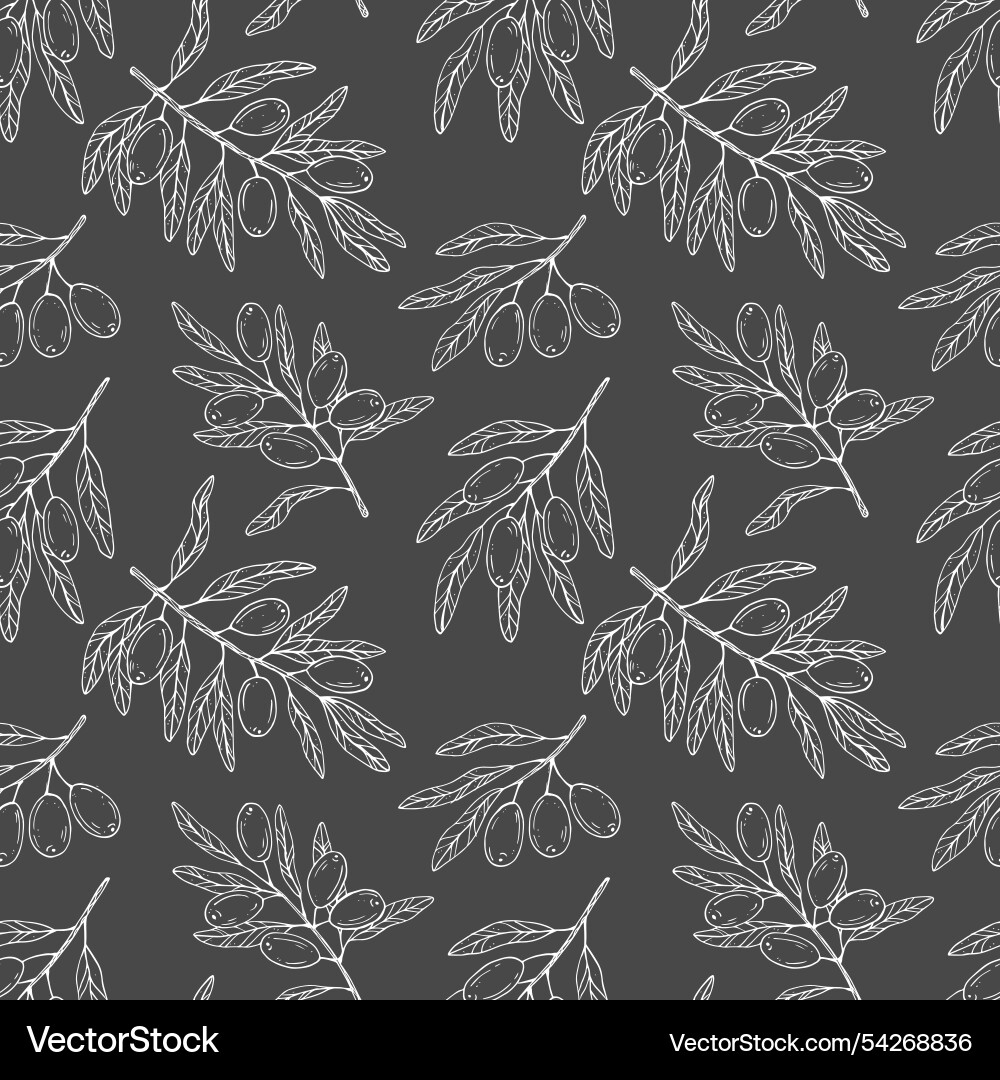Seamless pattern with botanical olive branch Vector Image