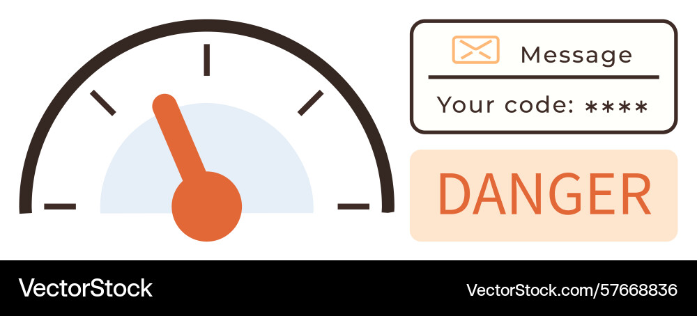 Security alert with dashboard gauge and warning Security alert with dashboard gauge and warning vector image