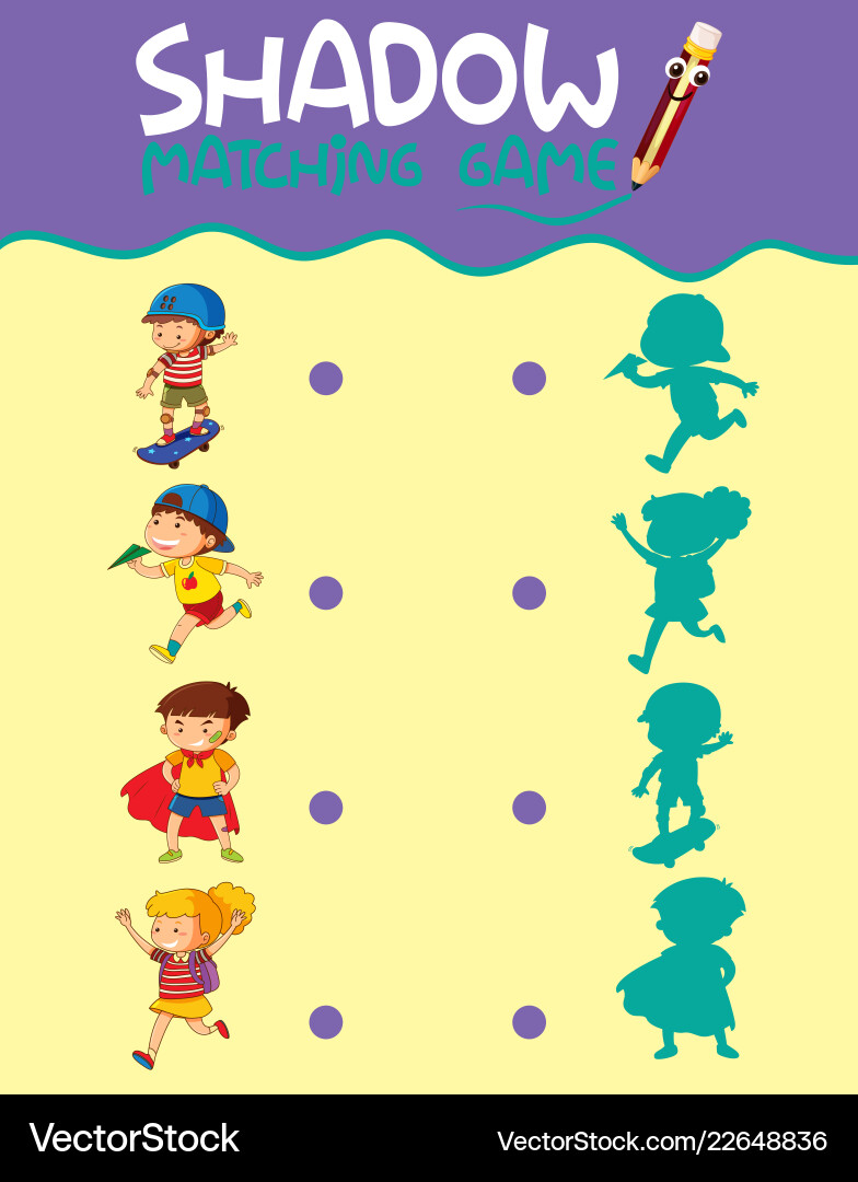 Shadow matching game template Vector Image