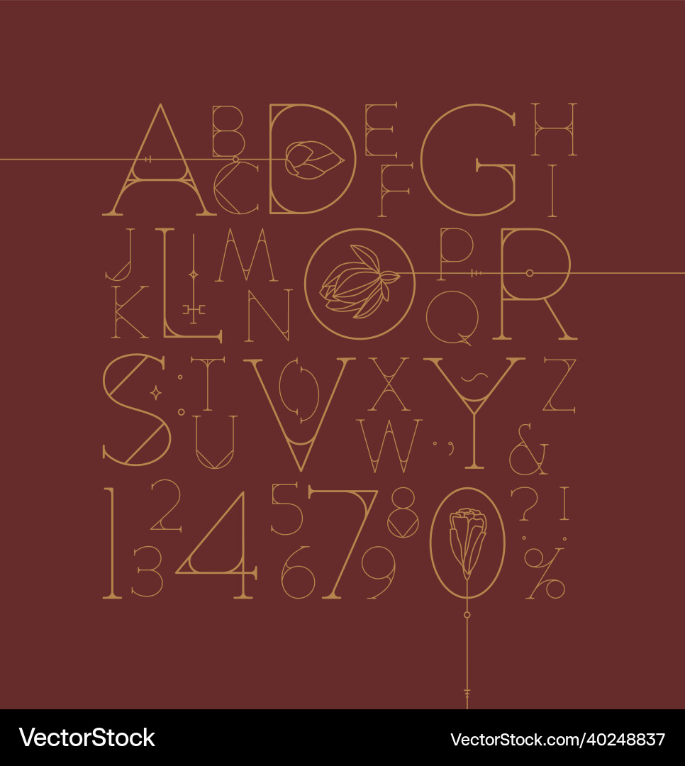 Art deco alphabet red Art deco alphabet red vector image