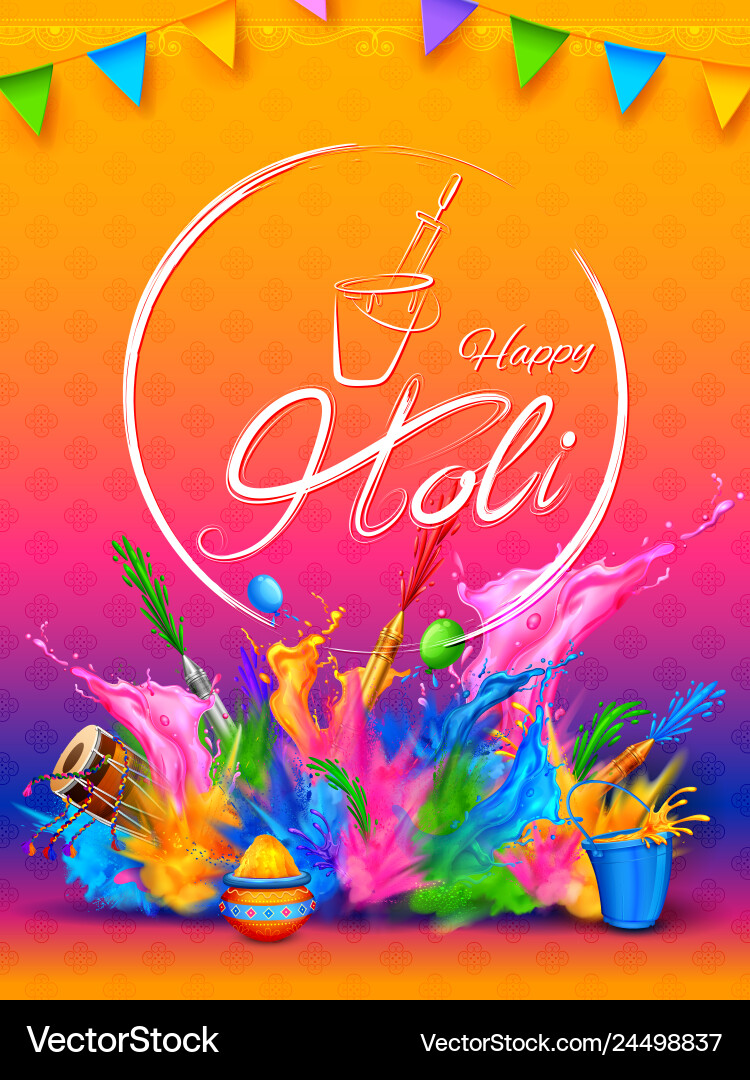 Colorful happy holi background for color festival Colorful happy holi background for color festival vector image