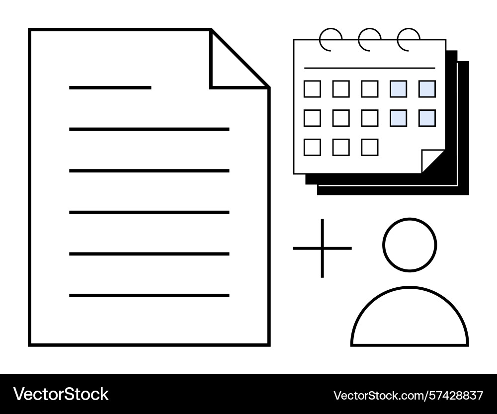 Document calendar and user symbol representing Document calendar and user symbol representing vector image