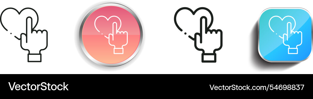 Heart icon thin linear regular and button style vector image