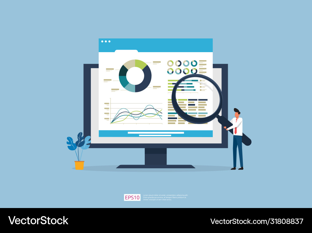 Monitoring and analysis report statistics vector image