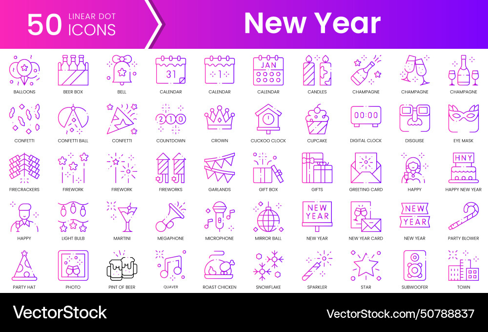 Set of new year icons gradient style icon bundle Set of new year icons gradient style icon bundle Vector Image