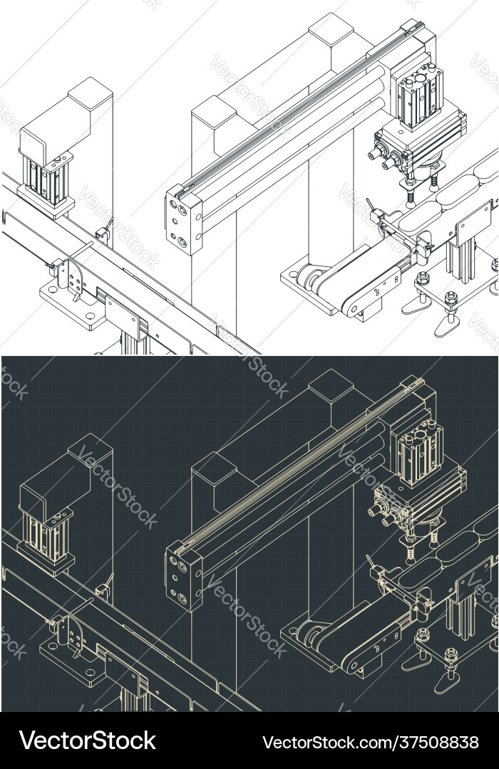 Automated Factory Line Blueprint vector image